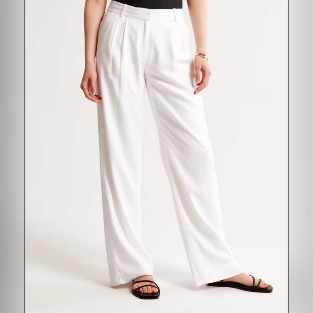 Abercrombie & Fitch White High-Waist Wide Leg Pants
